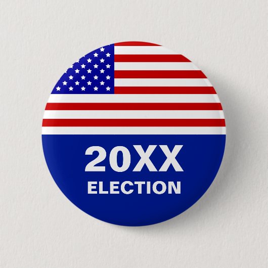 アメリカ国旗 & 編集可能な選挙テキストボタン 缶バッジ (正面)