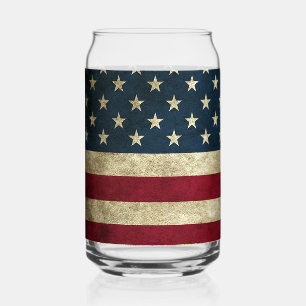 アメリカ国旗 缶グラス 単品またはグラスセット ガラス缶