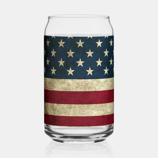 アメリカ国旗 缶グラス 単品またはグラスセット ガラス缶 (正面)