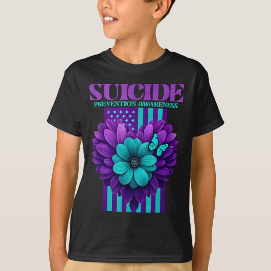 アメリカ国旗 自殺予防啓発  Tシャツ (正面)