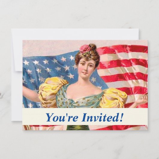 アメリカ国旗 自由の女神 独立 招待状 (正面)