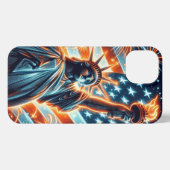 アメリカ国旗、自由の女神、第4回iPhoneケース iPhoneケース (裏面横)