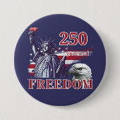 アメリカ国旗・自由の鷹・自由の女神 250周年記念 缶バッジ (正面)