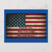 アメリカ国旗 - 色の意味 ポストカード (正面)