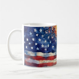 アメリカ国旗。花火。 コーヒーマグカップ