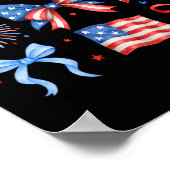 アメリカ国旗 花火 リボン 愛国心 7月4日 コク ポスター (角)