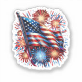 アメリカ国旗 花火 愛国 シール (正面)