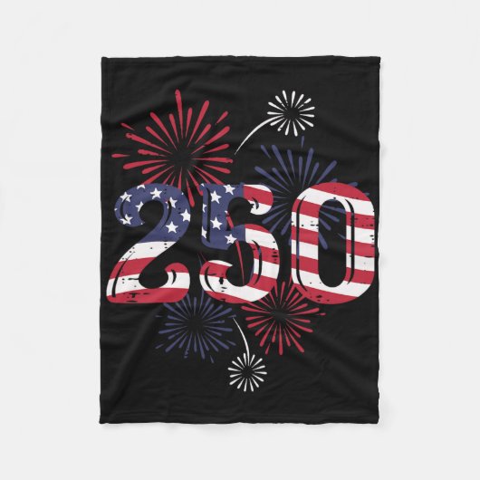 アメリカ国旗 花火 250周年記念 女性 フリースブランケット (正面)