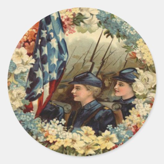 アメリカ国旗 花輪 パレード 行進 南北戦争 ラウンドシール (正面)