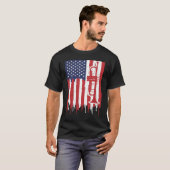 アメリカ国旗 薄い赤い線 スムーズジャズ トランペット ミュージック Tシャツ (正面フル)