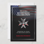 アメリカ国旗 | 薄い赤線 マルテーゼクロス | 黒 招待状 (正面)