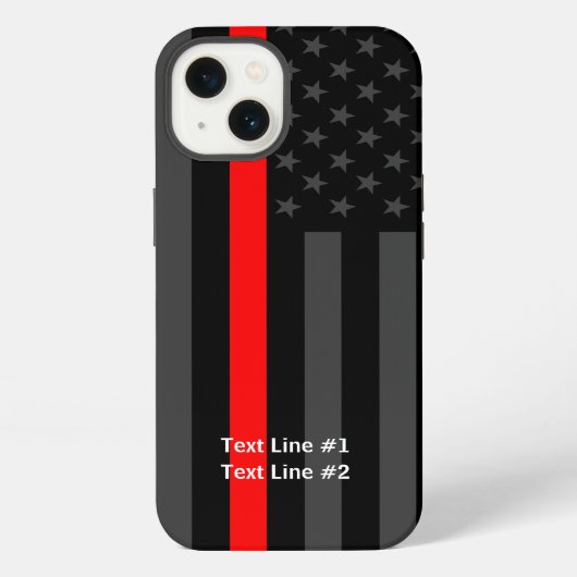 アメリカ国旗 薄赤ライン カスタムテキスト入り iPhoneケース (裏面)