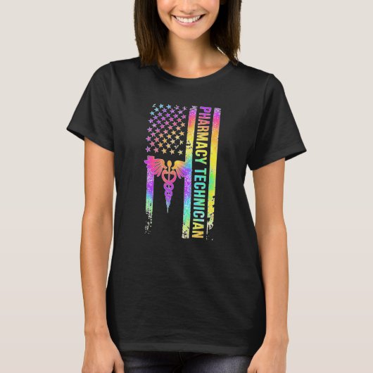 アメリカ国旗 薬局テクニシャン フォーマル Tシャツ (正面)