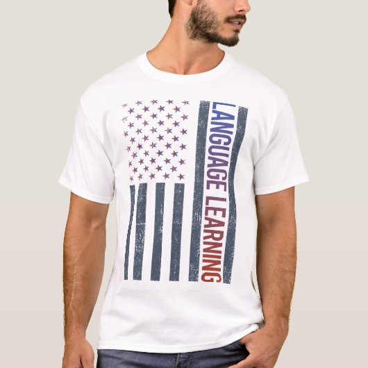 アメリカ国旗 言語学習 Tシャツ (正面)