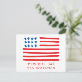 アメリカ国旗 - 記念日 BBQ ご招待 ポストカード (スタンド正面)