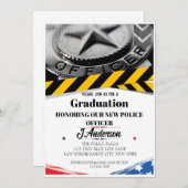 アメリカ国旗 警察卒業式招待状 招待状 (正面/裏面)
