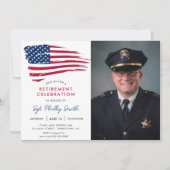 アメリカ国旗 警察官 引退 招待状 (正面)