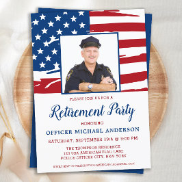 アメリカ国旗 警察退職パーティー写真 招待状