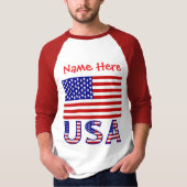 アメリカ国旗 赤 カスタマイズ メンズ Tシャツ (正面)