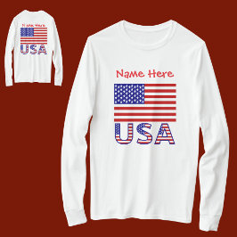 アメリカ国旗 赤 カスタマイズ 女性用 Tシャツ