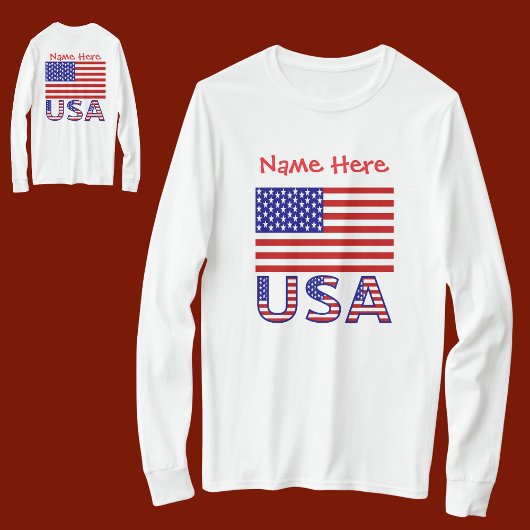 アメリカ国旗 赤 カスタマイズ 女性用 Tシャツ