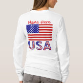 アメリカ国旗 赤 カスタマイズ 女性用 Tシャツ (裏面)
