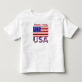 アメリカ国旗 赤 個人名入り トドラーTシャツ (正面)