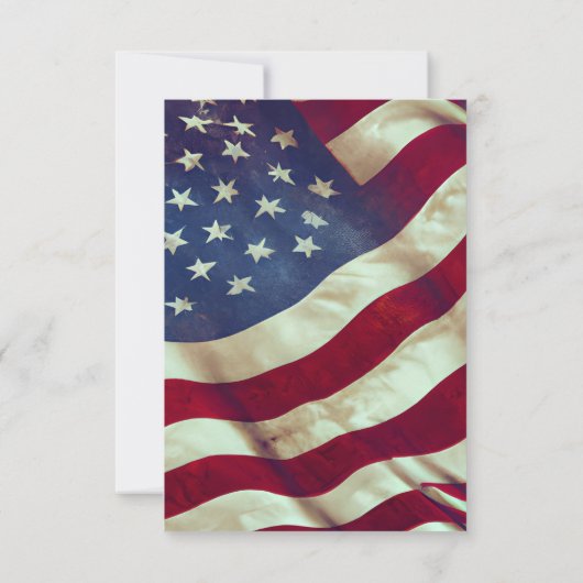 アメリカ国旗 赤 白 青 アメリカ愛国的な結婚式 出欠カード (裏面)