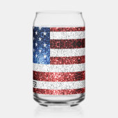 アメリカ国旗 赤 白 青 キラキラ光る カスタム名 ガラス缶 (左)
