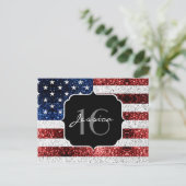 アメリカ国旗 赤 白 青 キラキラ グリッター スウィート16 ポストカード (スタンド正面)