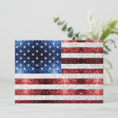 アメリカ国旗 赤 白 青 キラキラ 輝き 招待状 (スタンド正面)
