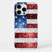アメリカ国旗 赤 白 青 スパークル グリッター iPhoneケース (裏面)