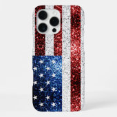 アメリカ国旗 赤 白 青 スパークル グリッター iPhoneケース (裏面)