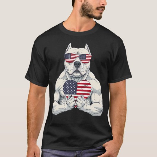 アメリカ国旗 赤 白 青 愛国心 Tシャツ (正面)