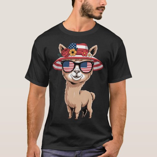 アメリカ国旗 赤 白 青 愛国 Tシャツ (正面)