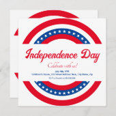 アメリカ国旗 赤 白 青 独立記念日 招待状 (正面/裏面)
