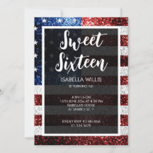 アメリカ国旗 赤 青 白 キラキラ スイート16 エレガント