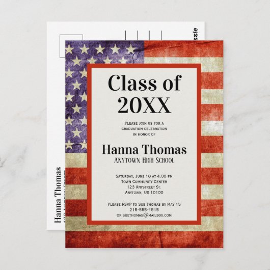 アメリカ国旗 軍事 愛国者 卒業パーティー ポストカード (正面/裏面)