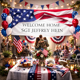 アメリカ国旗 軍人 帰還 祝賀 横断幕