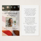 アメリカ国旗 軍葬 フォト 祈り カード (正面&裏面)