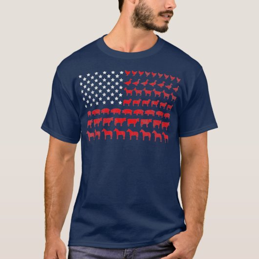 アメリカ国旗 農家 農業 牧畜 Tシャツ (正面)