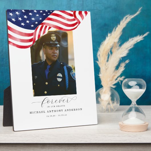 アメリカ国旗 追悼 永遠に心に刻まれて メモリー フォトプラーク (側面)
