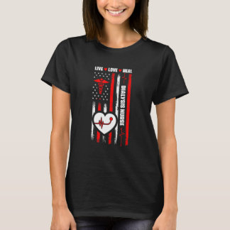 アメリカ国旗 透析看護師 医療 Rn 看護 看護師 Tシャツ