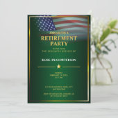 アメリカ国旗 | 透過 | ゴールドフレーム | ラグジュアリーグリーン 招待状 (スタンド正面)