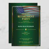 アメリカ国旗 | 透過 | ゴールドフレーム | ラグジュアリーグリーン 招待状 (正面/裏面)