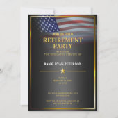 アメリカ国旗 | 透過 | ゴールドフレーム | ラグジュアリー ブラック 招待状 (正面)