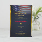 アメリカ国旗 | 透過 | ゴールドフレーム | ラグジュアリー ブルー 招待状 (スタンド正面)