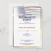 アメリカ国旗 | 透過 | ゴールドフレーム | ラグジュアリー ホワイト 招待状 (正面)