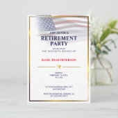 アメリカ国旗 | 透過 | ゴールドフレーム | ラグジュアリー ホワイト 招待状 (スタンド正面)