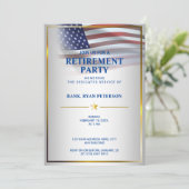 アメリカ国旗 | 透過 | ゴールドフレーム | ラグジュアリー ホワイト 招待状 (スタンド正面)